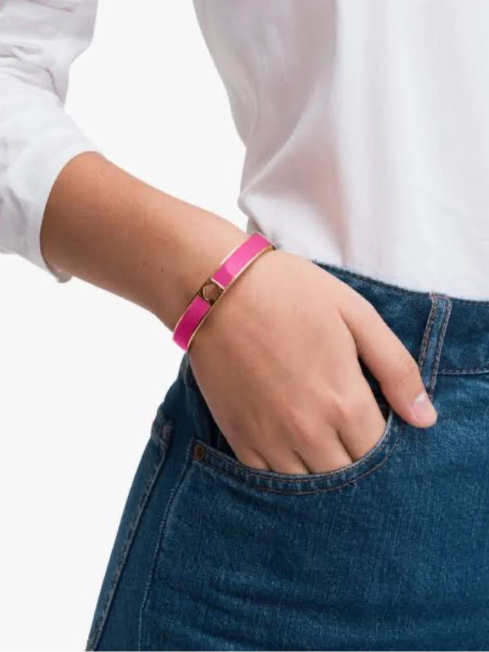 Kate Spade Punch Hole Spade Pink Enamel Hinge Bangle